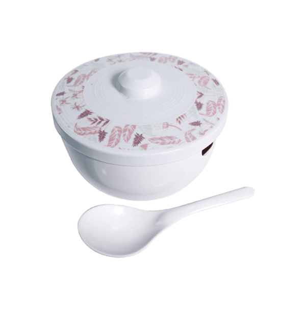 Amber Rice Bowl with Cover & Spoon