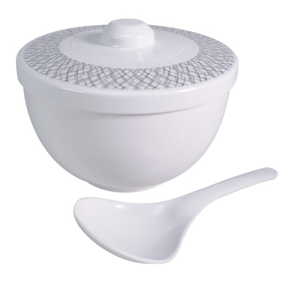 Lattice Rice Bowl with Cover and Spoon