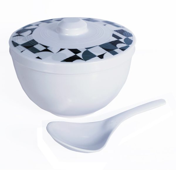 Spade Rice Bowl with Cover and Spoon