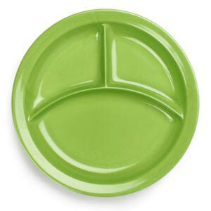 Plain Lime Green 10" Round Divided Plate