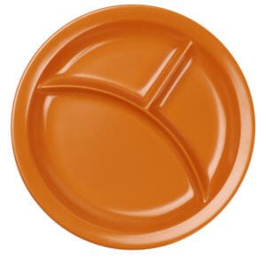 Plain Orange 10" Round Divided Plate