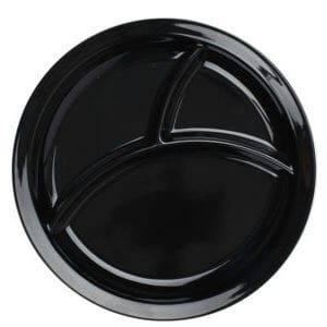 Plain Black 10" Round Divided Plate