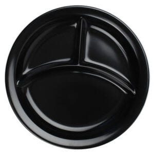 Plain Black 10" Round Divided Plate
