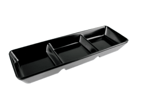 Plain Black 7" Sauce Dish with 3-Compartment