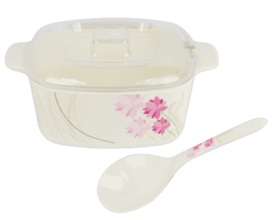 Pink Flora 9" x 4" Square Casserole with PC Cover and Spoon