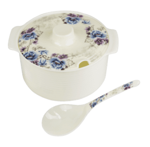 Mora 8" Round Rice Bowl with Cover and Spoon