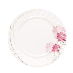 Pink Flora 9" Dinner Plate with Groove