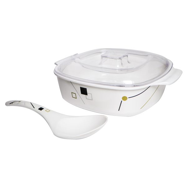 Deco 9" x 3" Square Casserole with PC Cover and Spoon