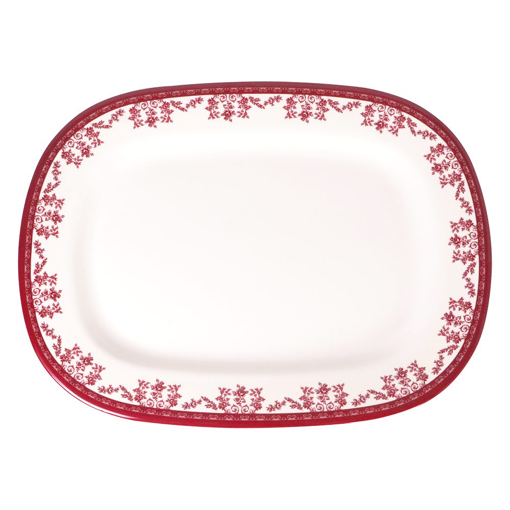 14" RECTANGULAR PLATE--SCARLET