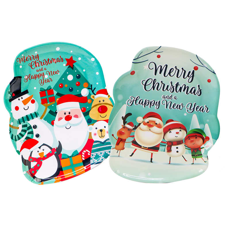Santa and Friends and Snow Flurry 2-pc Christmas Platter