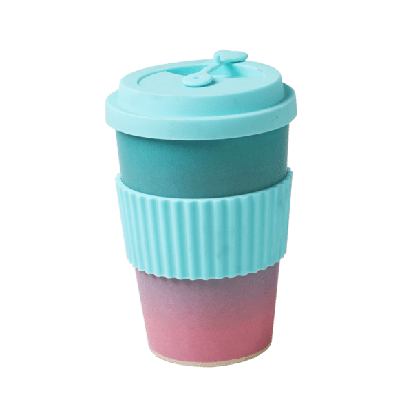 Cyan Ombre Bamboo Fiber Travel Tumbler