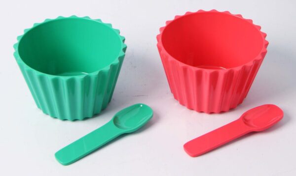 Plain Dessert Cup Set (Green and Red)